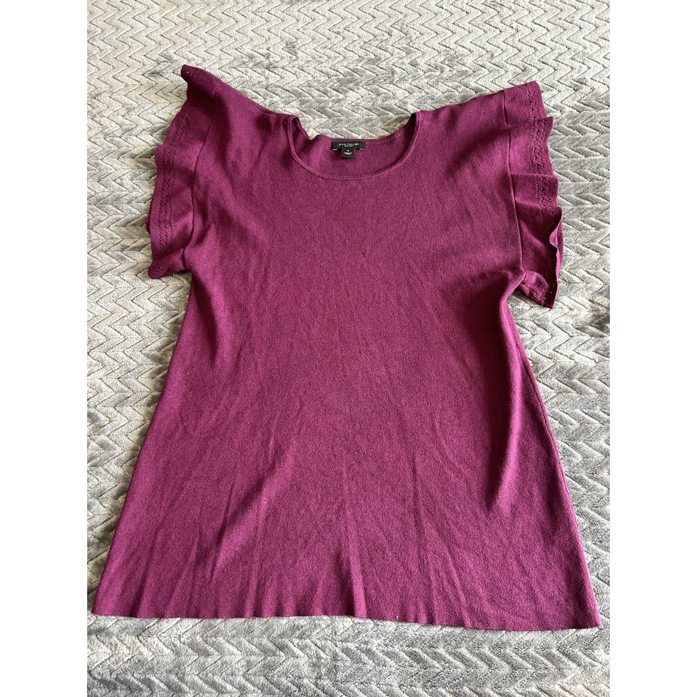Ann Taylor Ruffled Sleeveless Sweater Burgundy Size Medium
